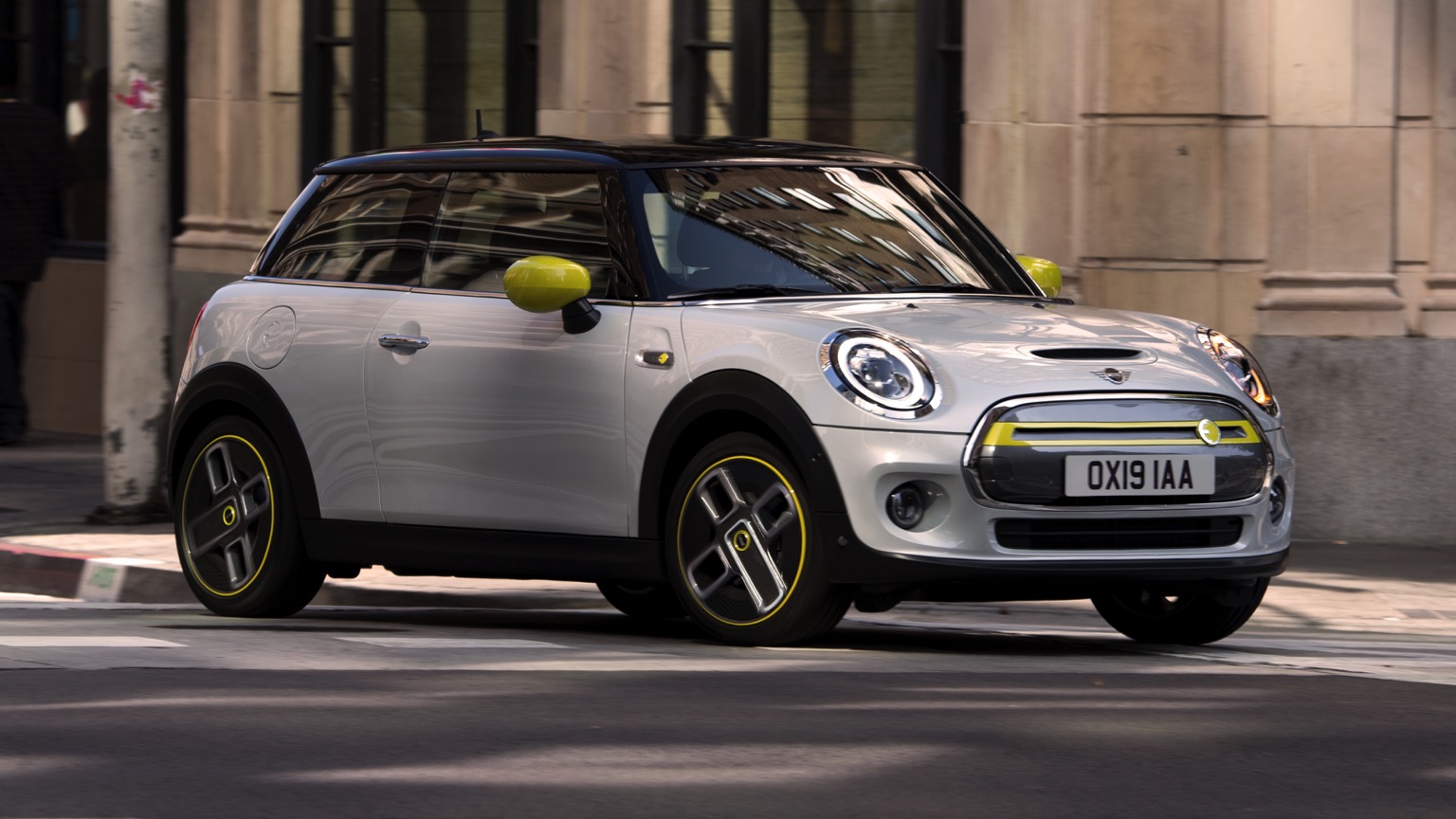 white mini electric car